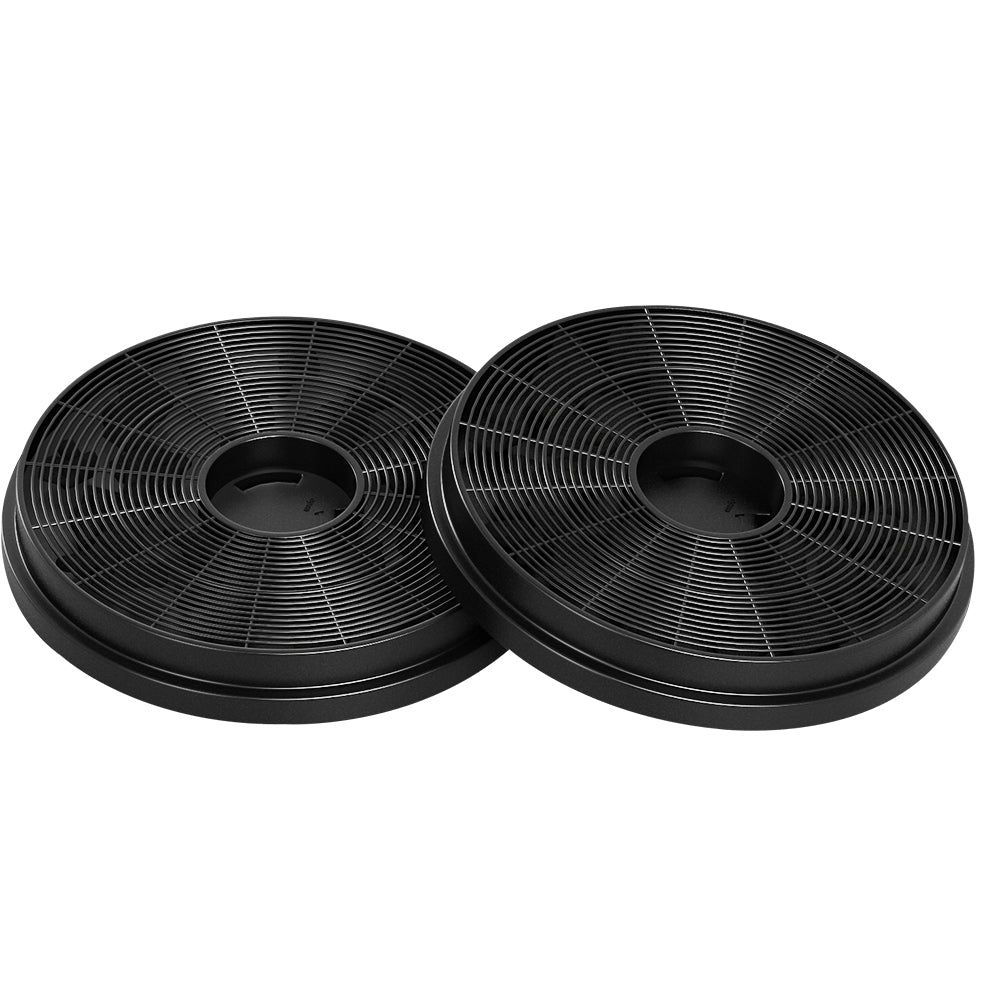 Comfee Range Hood Carbon Charcoal Filter set, two black filters designed for ductless range hoods, showcasing their durable plastic and charcoal material.